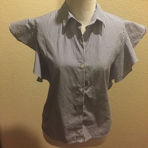 COPY - Blue and White stripe button front shirt